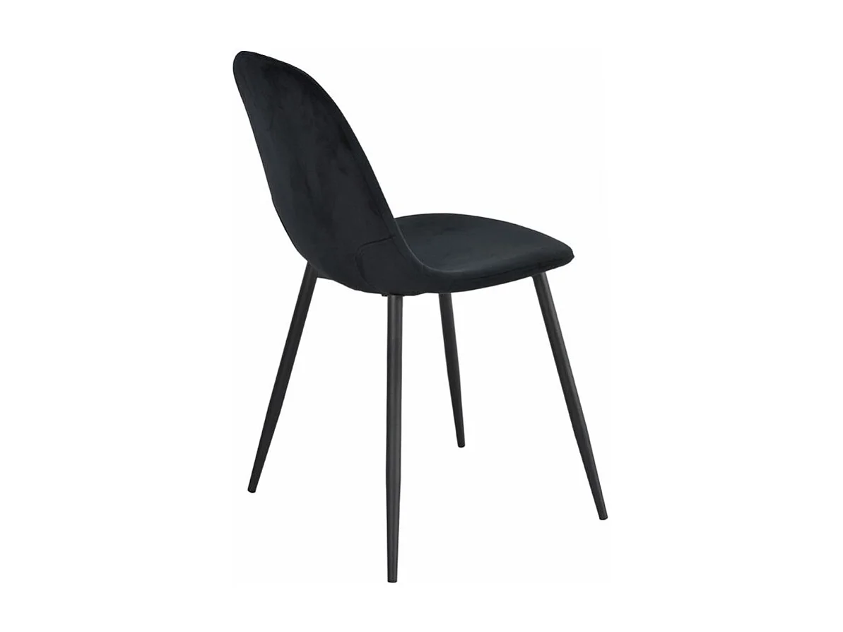 Lot de 4 chaises en tissu velours noir avec pieds métal noir – BIBA 2