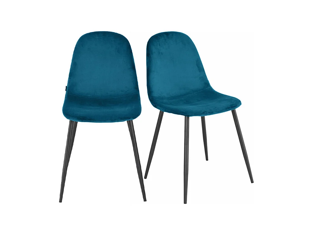 Lot de 2 chaises en velours bleu canard avec pieds métal noir – BIBA 2