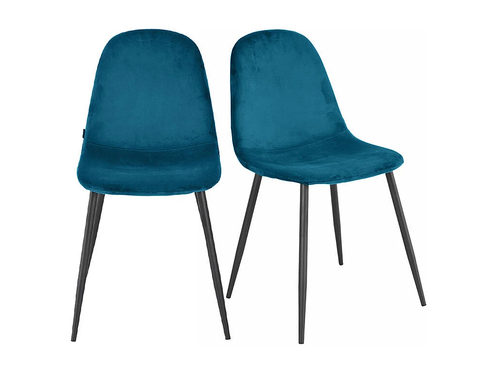 Lot de 2 chaises en velours bleu canard avec pieds métal noir – BIBA 2
