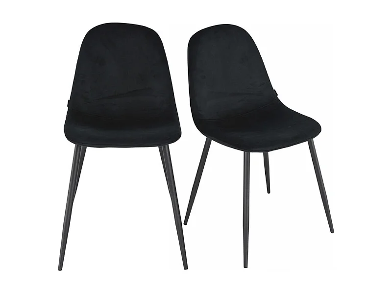 Lot de 2 chaises en tissu velours noir avec pieds métal noir – BIBA 2