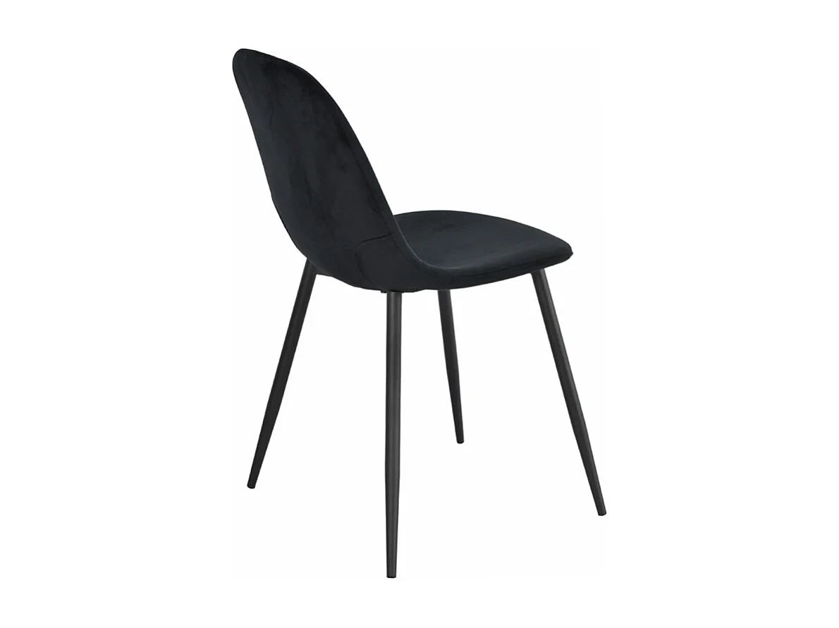 Lot de 2 chaises en tissu velours noir avec pieds métal noir – BIBA 2
