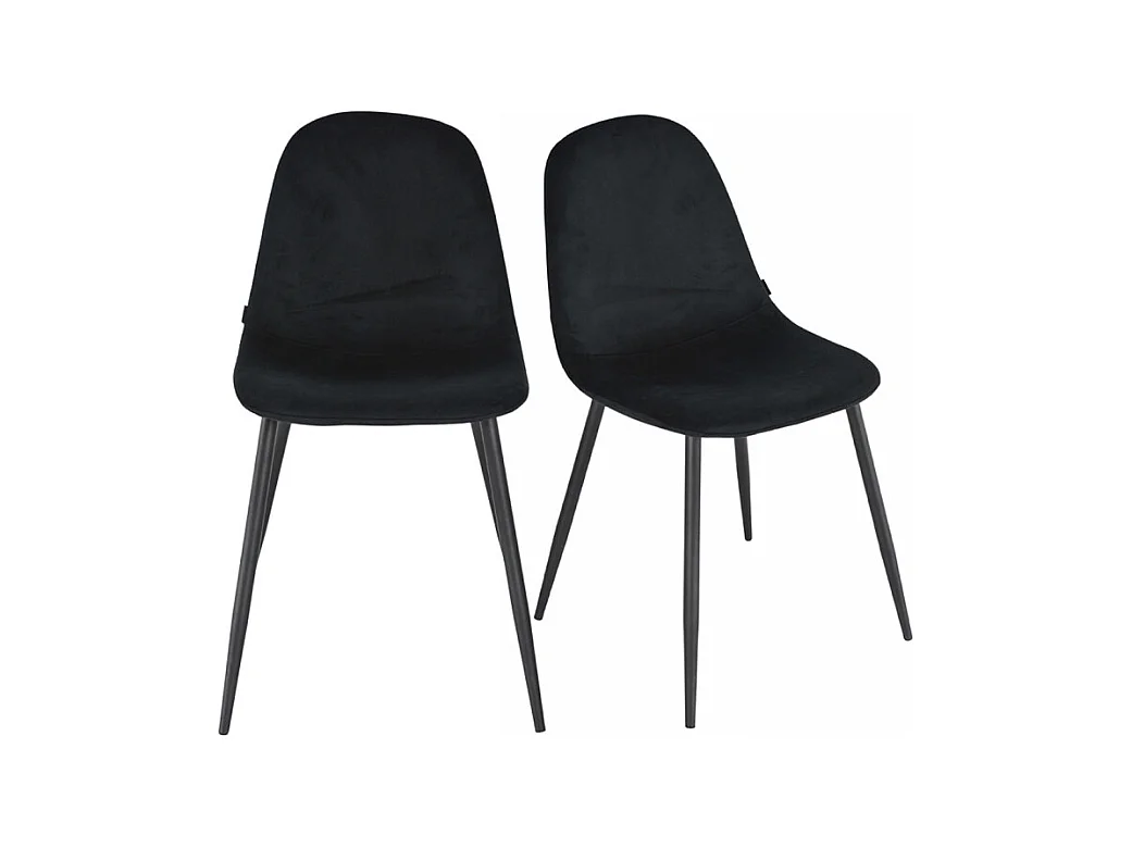 Lot de 2 chaises en tissu velours noir avec pieds métal noir – BIBA 2