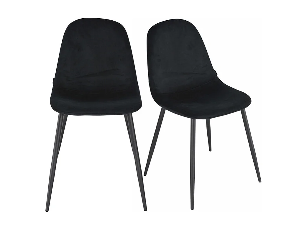 Lot de 2 chaises en tissu velours noir avec pieds métal noir – BIBA 2