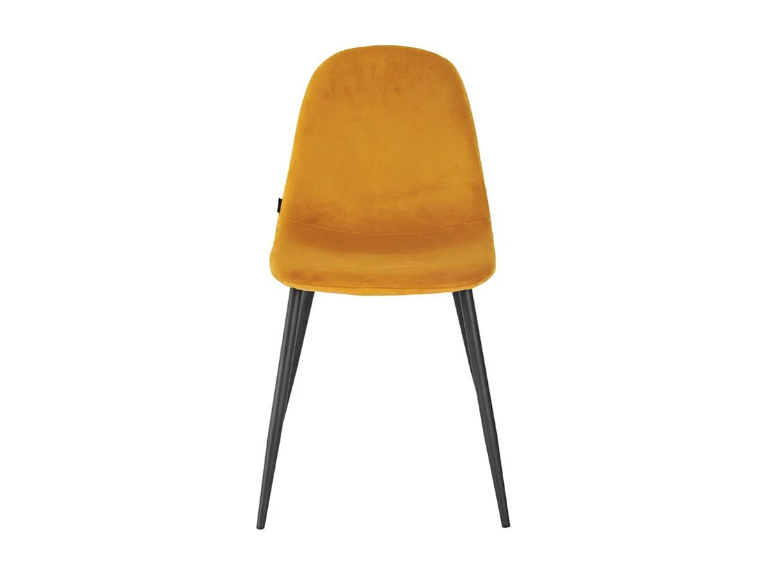 Lot de 4 chaises en tissu velours jaune avec pieds métal noir – BIBA 2