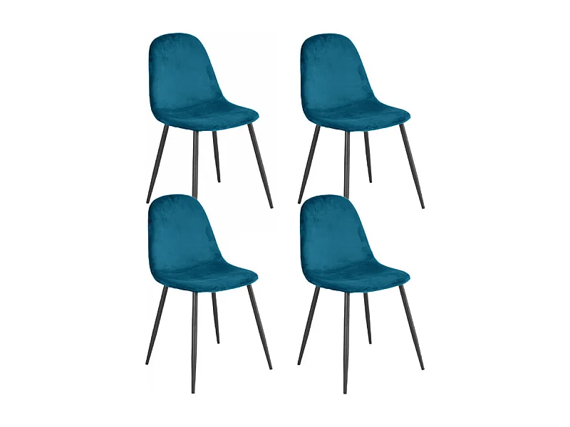 Lot de 4 chaises en velours bleu canard avec pieds métal noir – BIBA 2