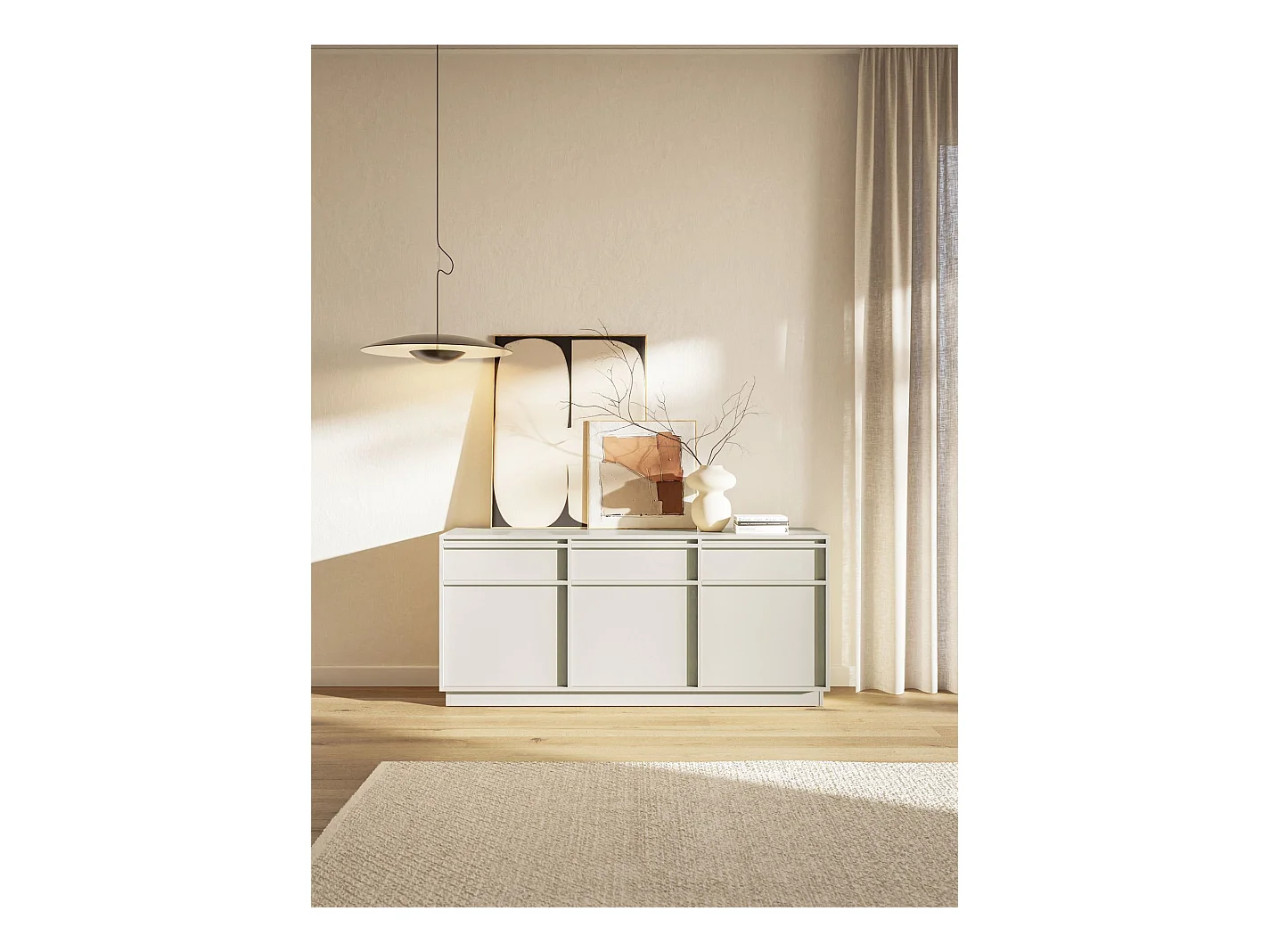 Buffet 3 portes avec 3 tiroirs - 154 cm - kaschmir - EVO