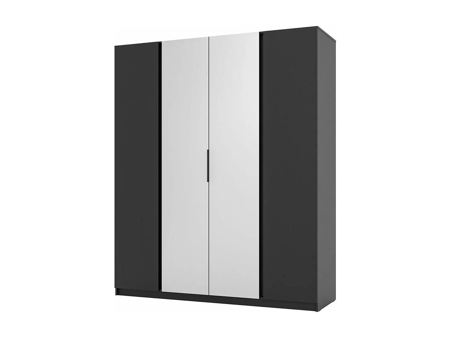 Armoire 4 portes avec miroir - 200 cm - noir - KAJA
