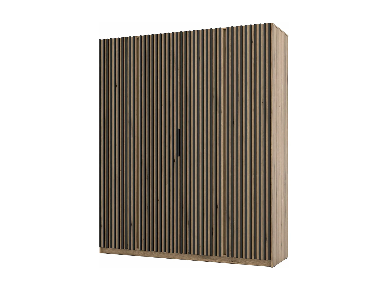 4-deurs kledingkast met lamellen - 200 cm - eiken evoke - KAJA