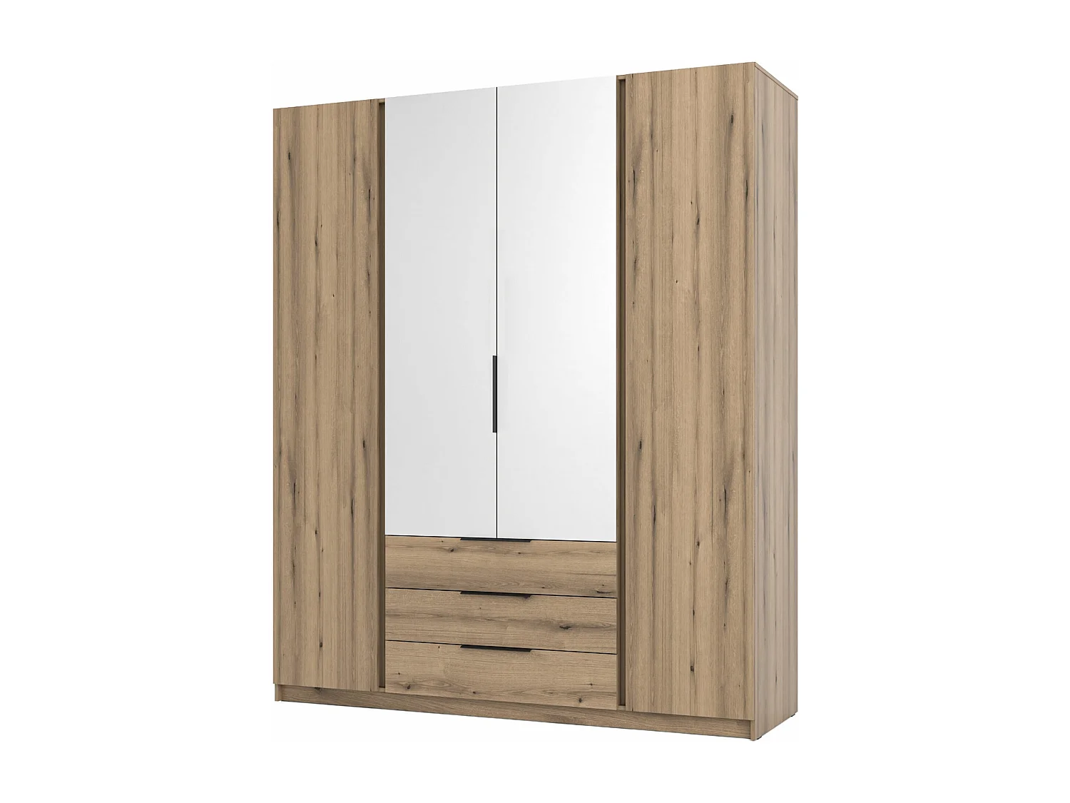 Armoire avec miroir et 3 tiroirs - 200 cm - chêne evoke - KAJA