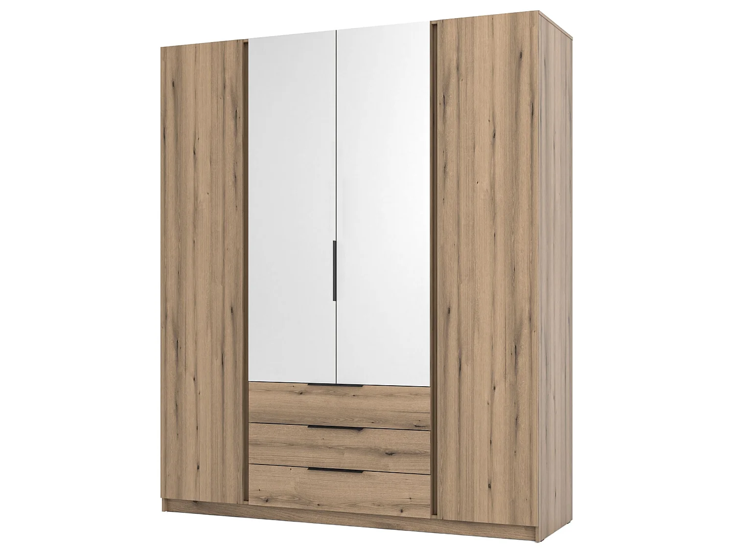 Armoire avec miroir et 3 tiroirs - 200 cm - chêne evoke - KAJA