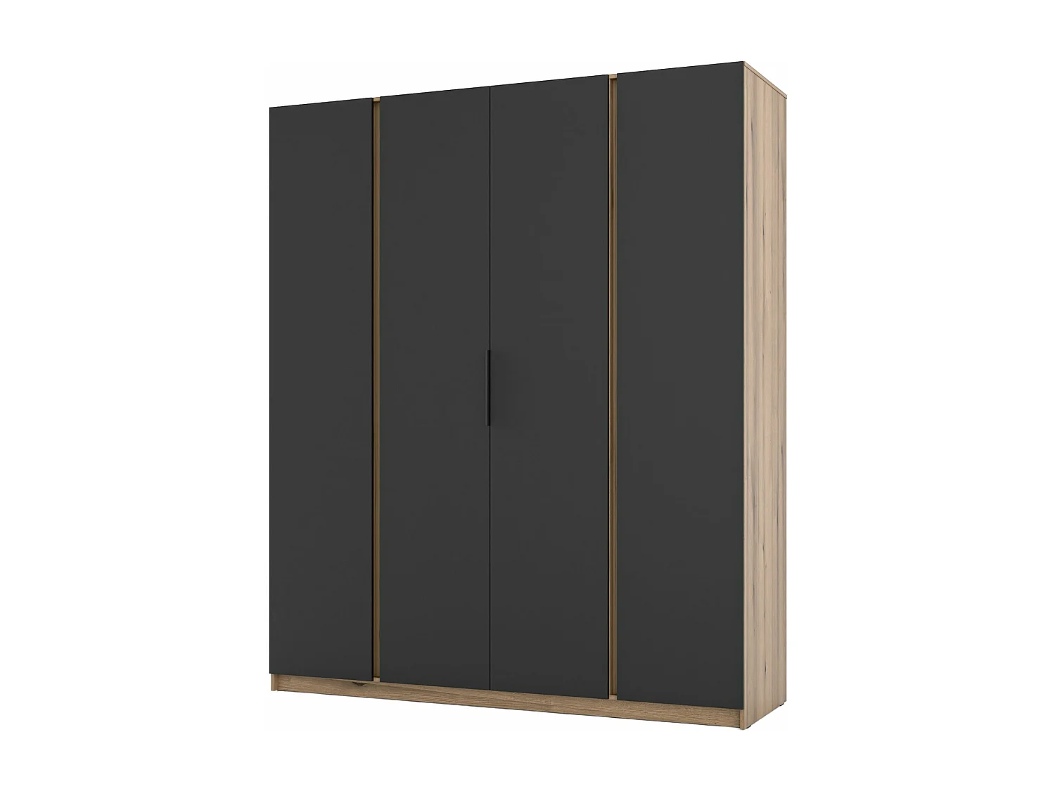 Armoire 4 portes - 200 cm - noir / chêne evoke - KAJA