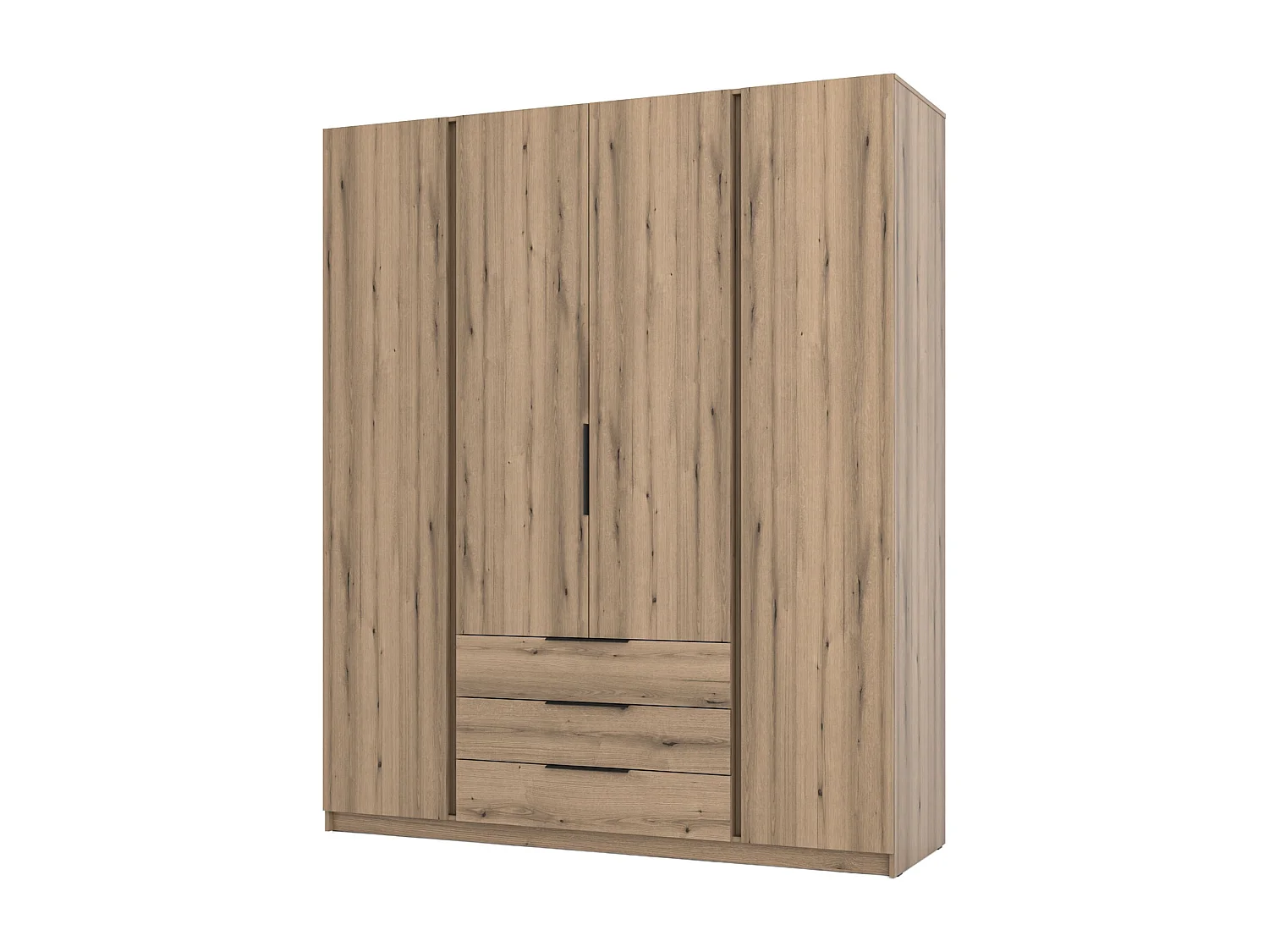 Armoire à 4 portes avec 3 tiroirs - 200 cm - chêne evoke - KAJA