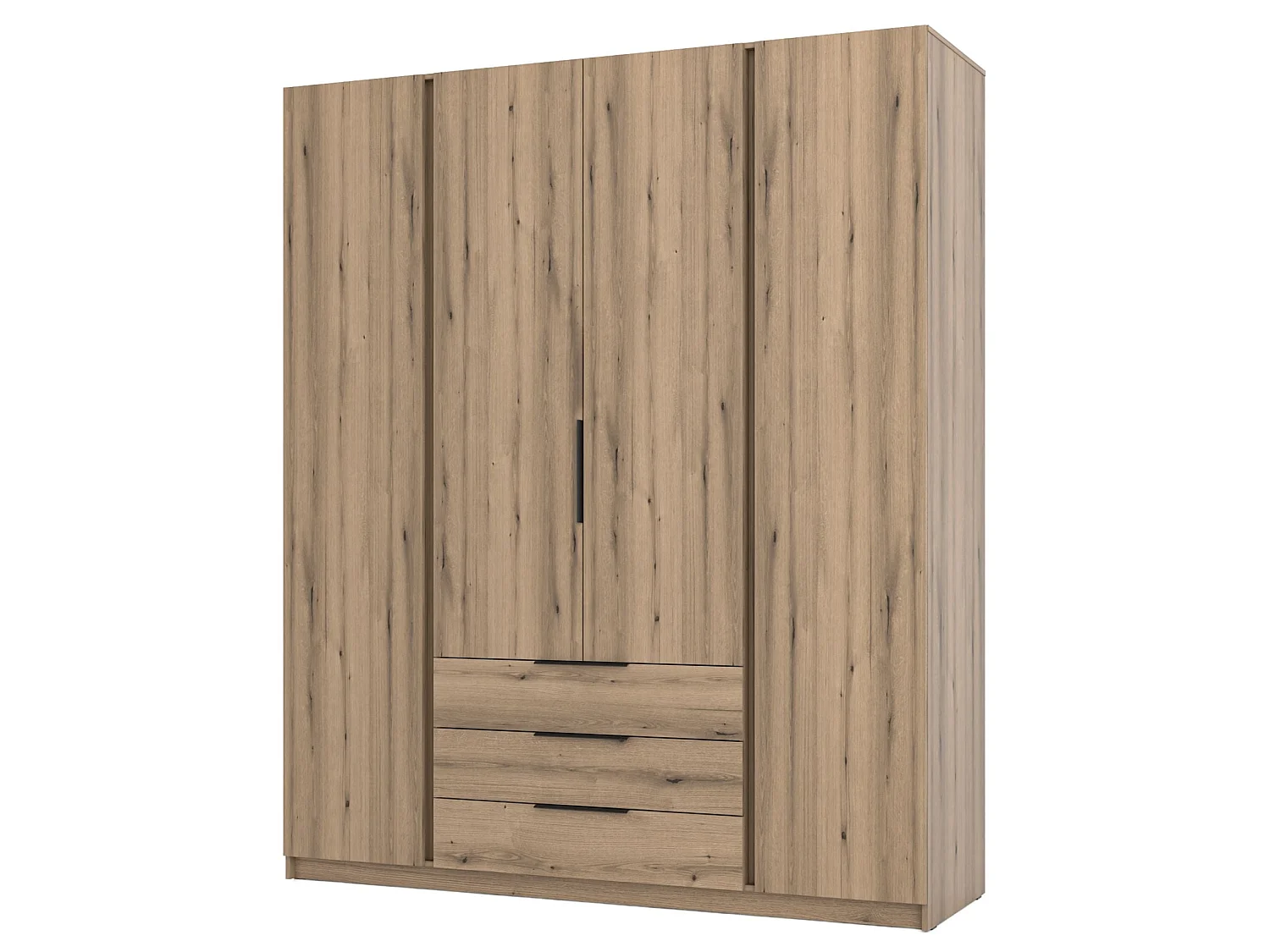 Armoire à 4 portes avec 3 tiroirs - 200 cm - chêne evoke - KAJA