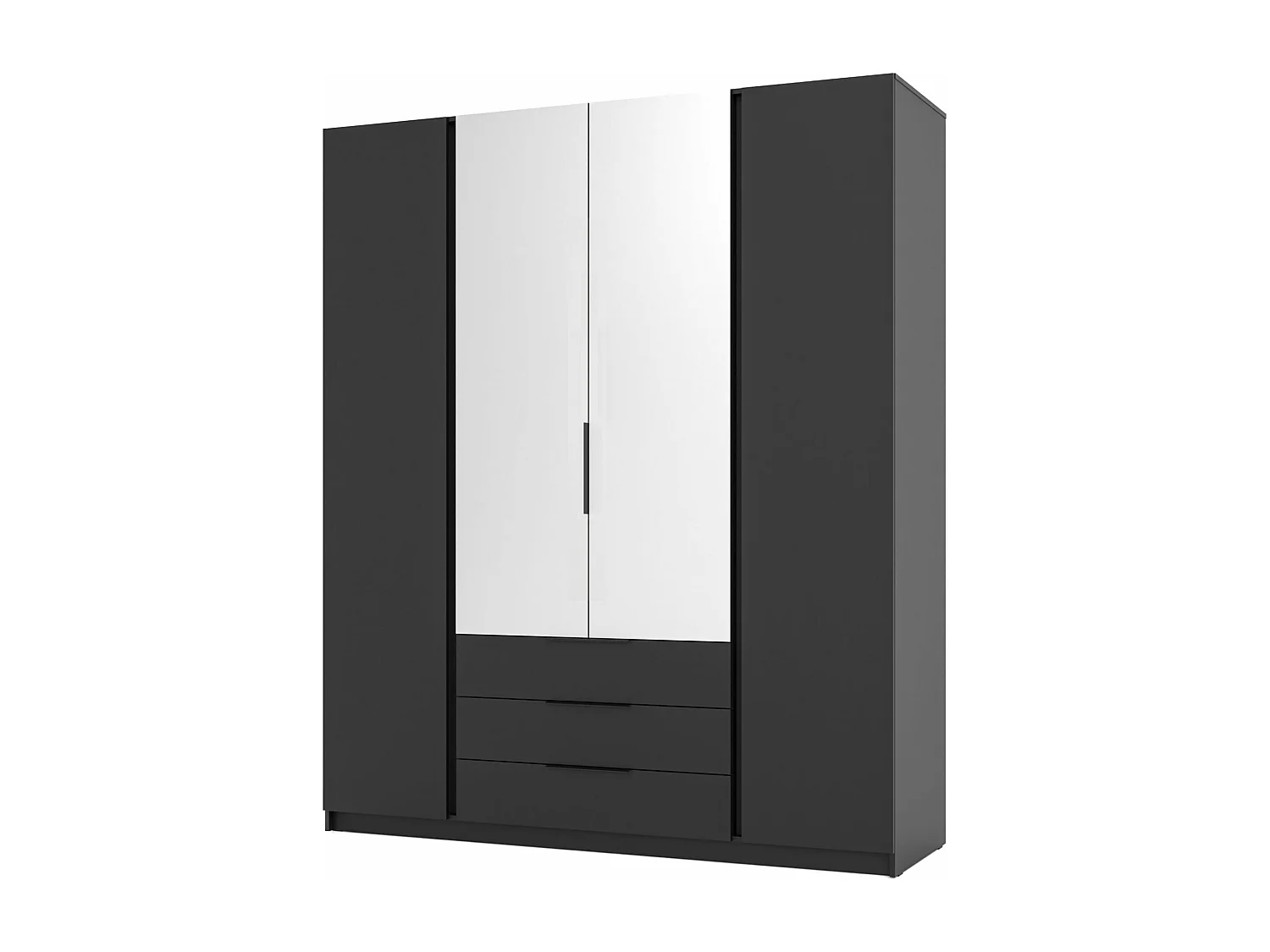 Armoire avec miroir et 3 tiroirs - 200 cm - noir - KAJA