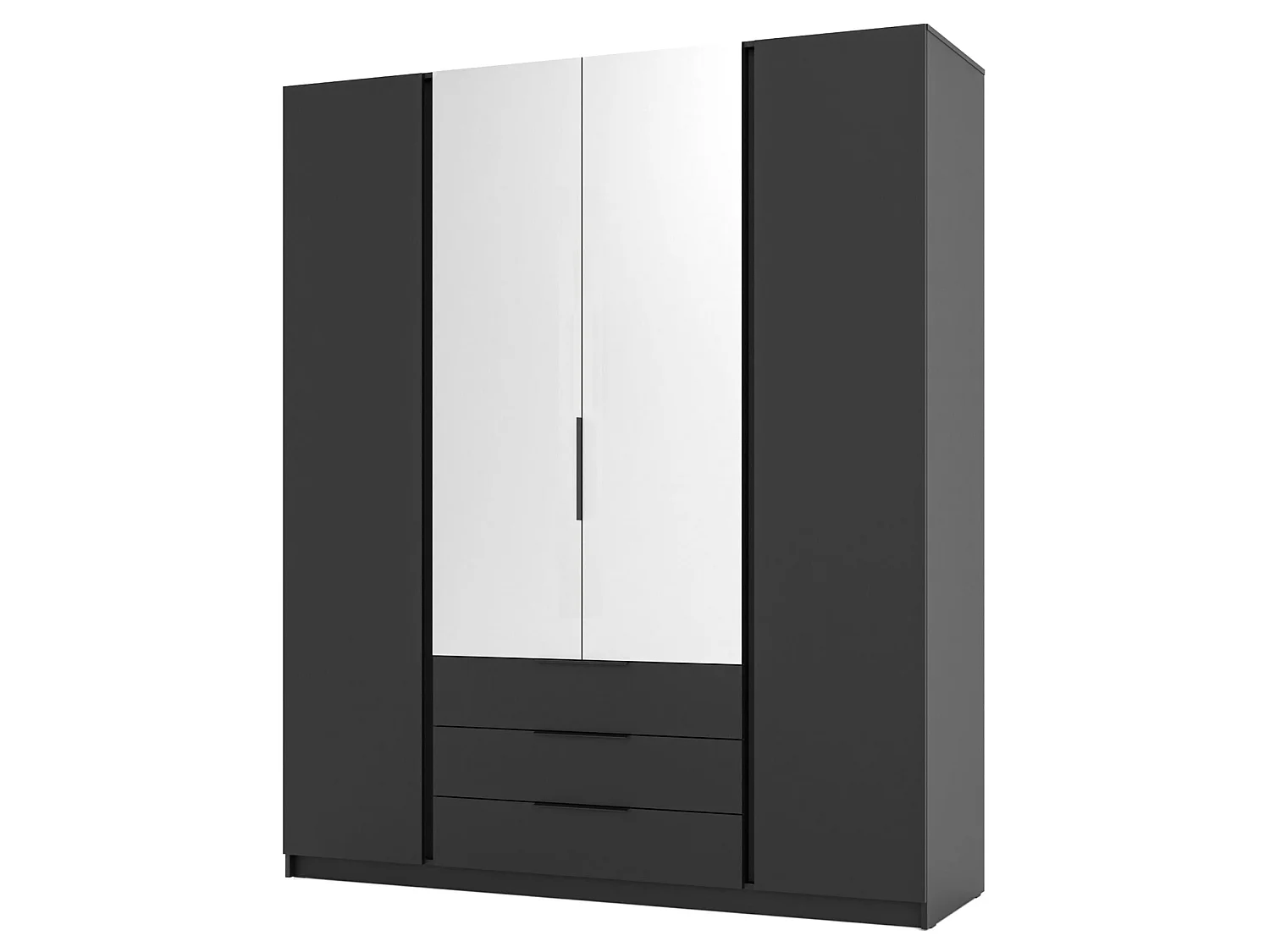 Armoire avec miroir et 3 tiroirs - 200 cm - noir - KAJA