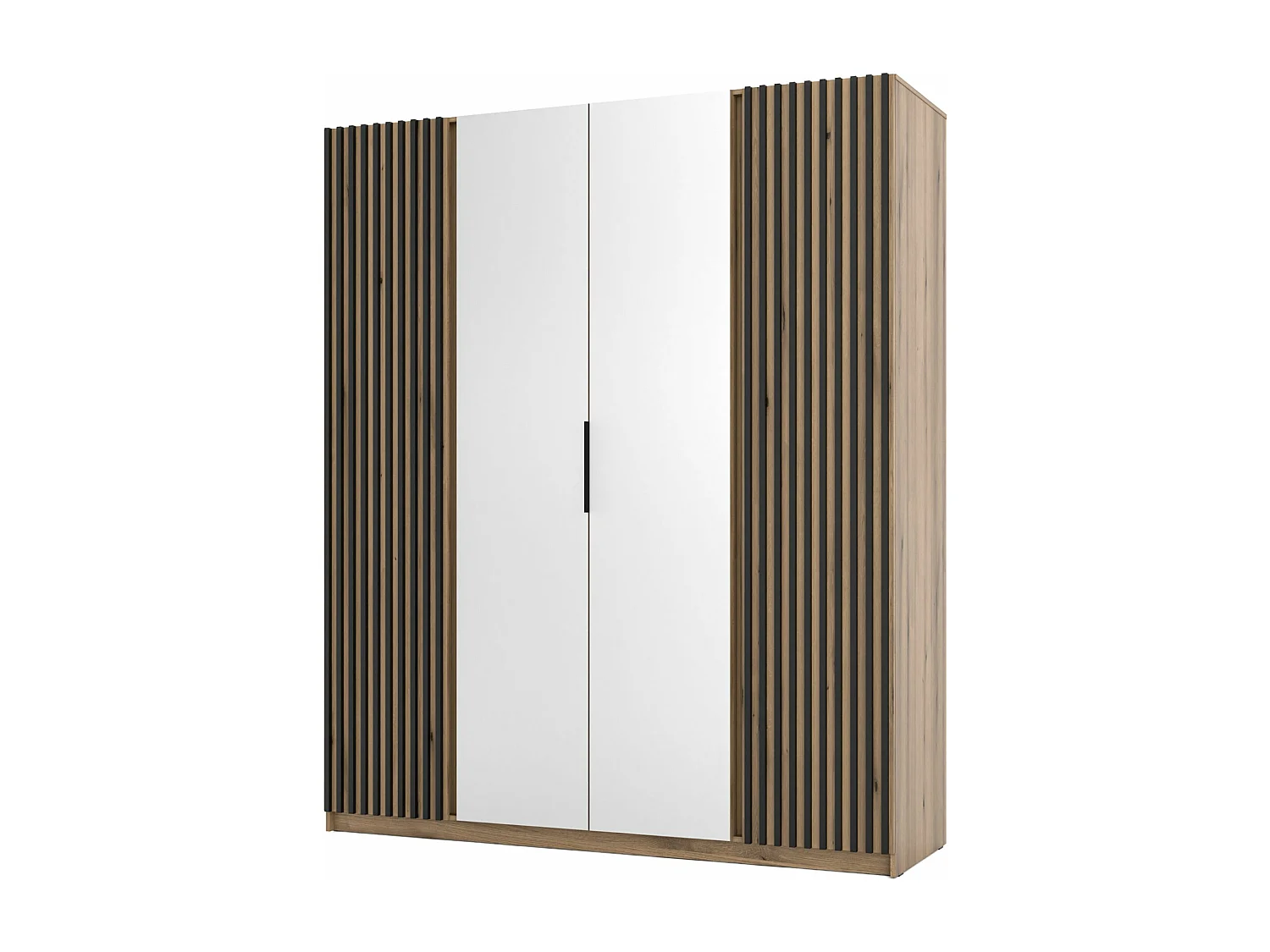 Armoire 4 portes avec miroir intérieur - 200 cm - chêne evoke - KAJA