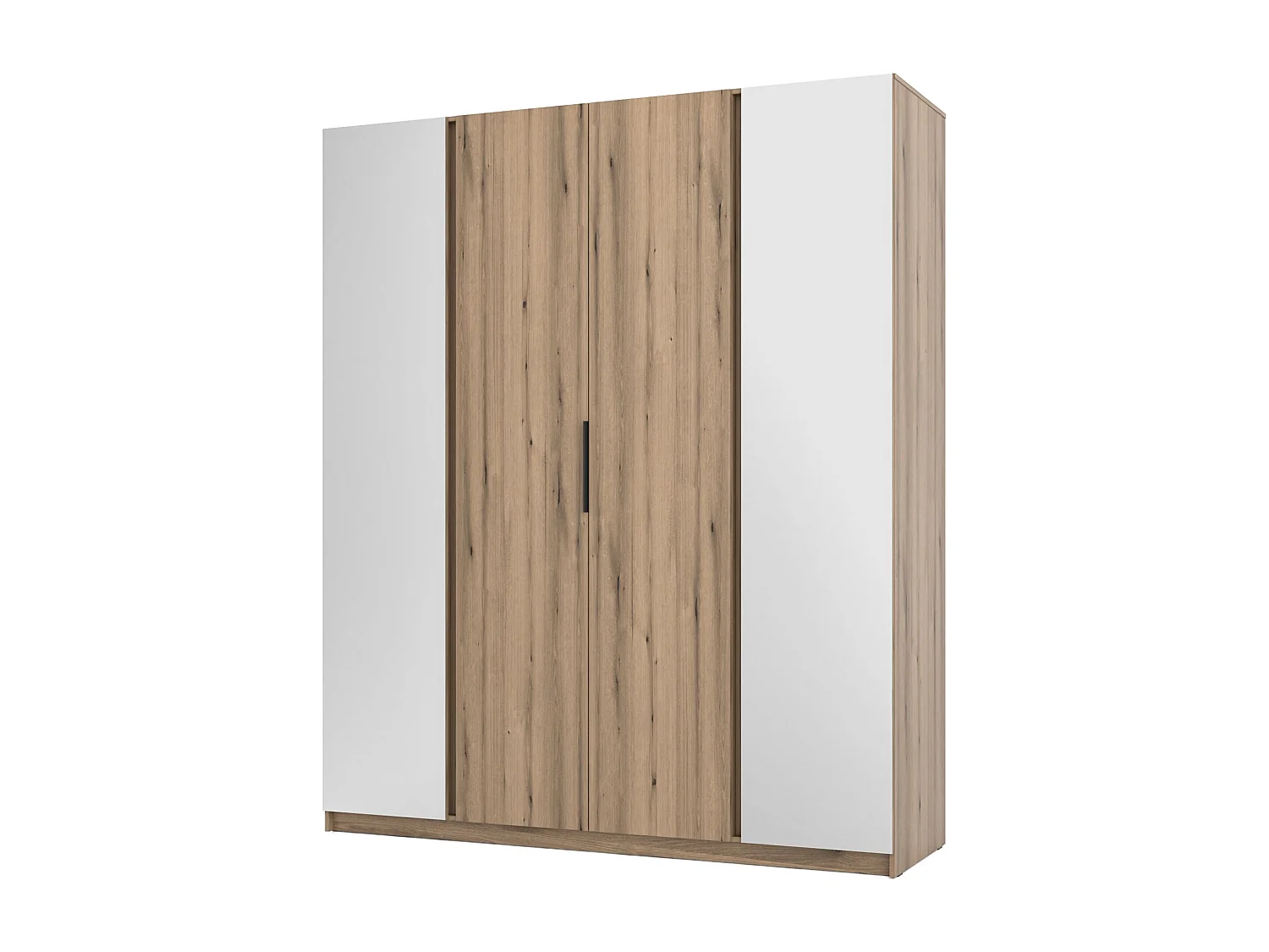 Armoire 4 portes avec 2 miroirs - 200 cm - chêne evoke - KAJA