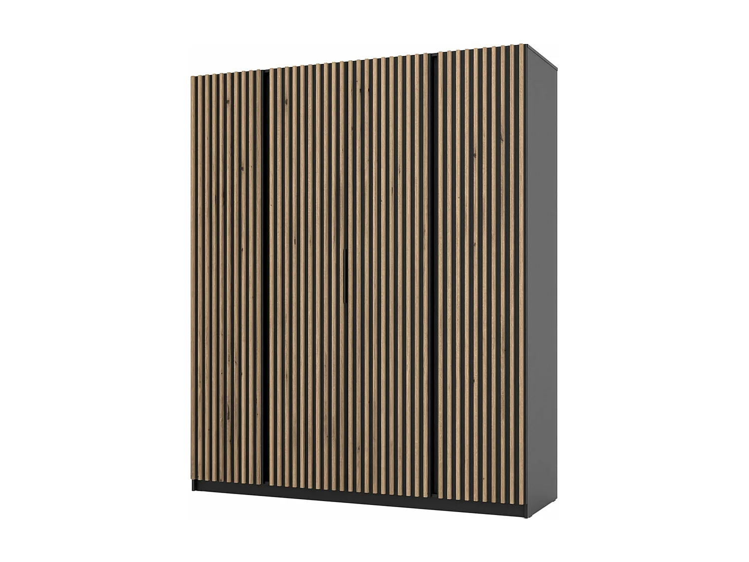 Kleiderschrank mit Lamellen - 200 cm - schwarz - KAJA