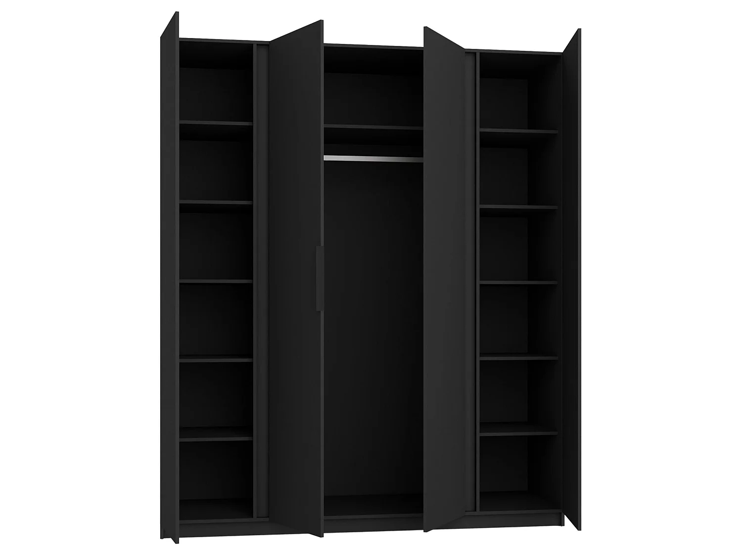 4-deurs kledingkast met binnenspiegel - 200 cm - zwart - KAJA