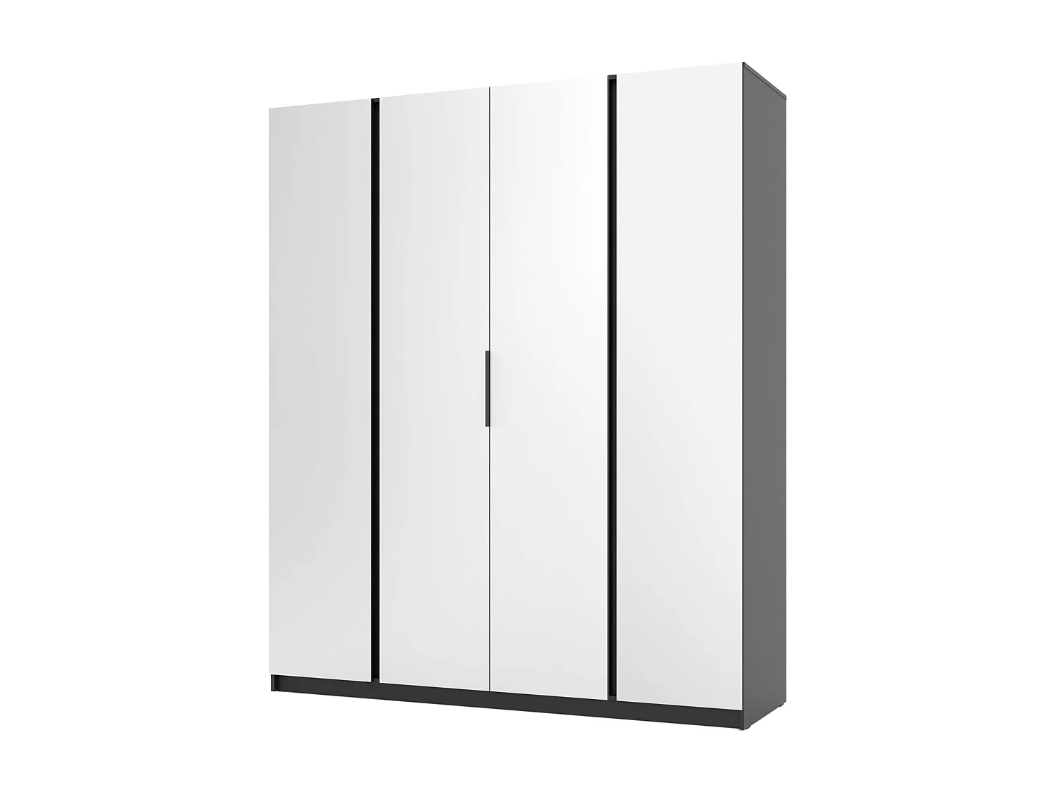 Armoire 4 portes avec miroirs - 200 cm - noir - KAJA