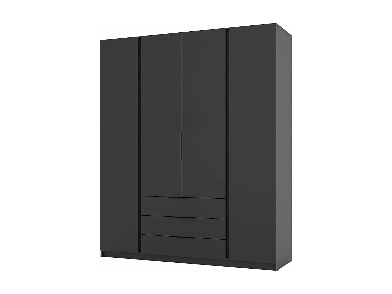 Kleiderschrank mit 3 Schubladen - 200 cm - schwarz - KAJA