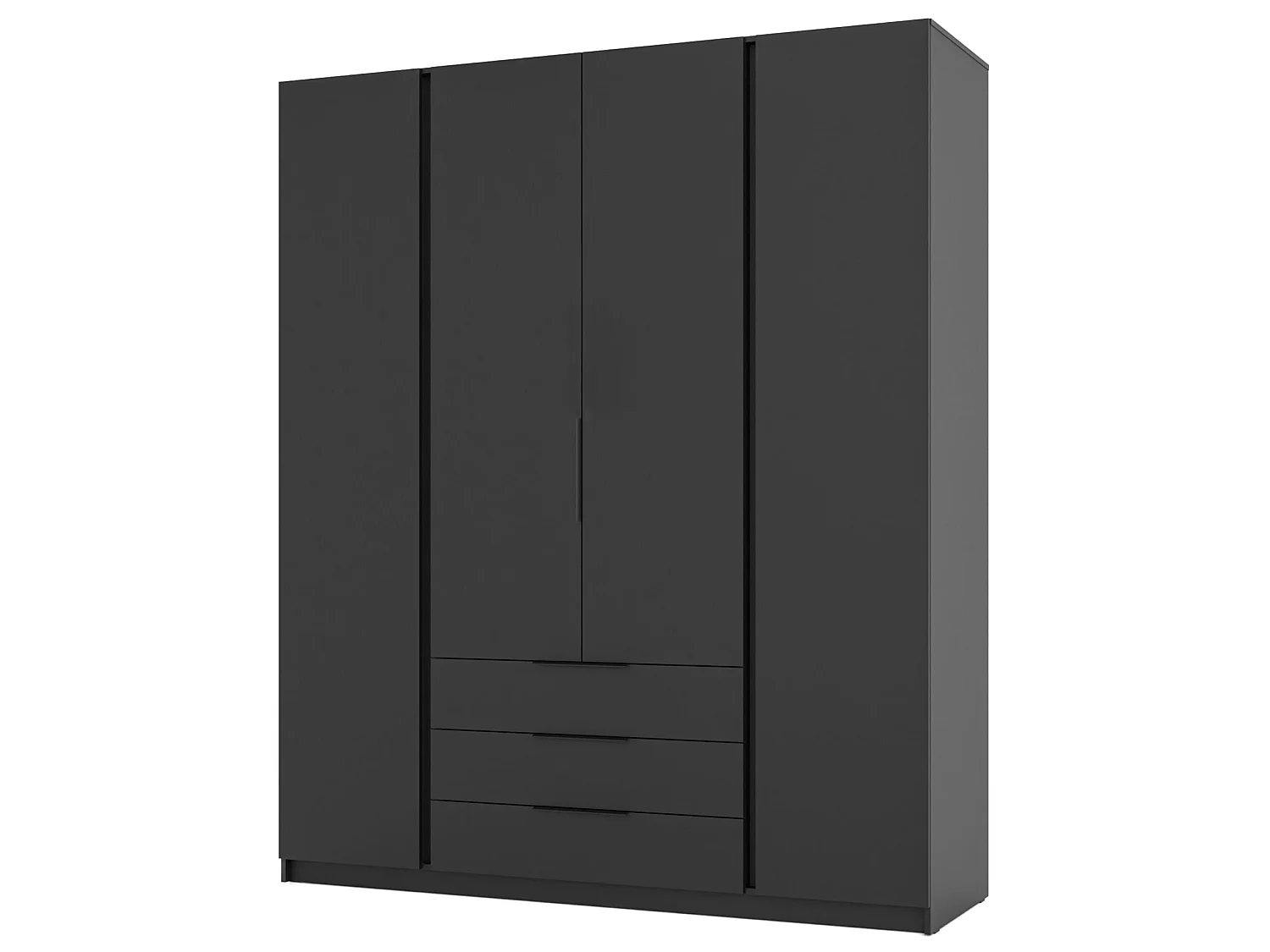 Armoire à 4 portes avec 3 tiroirs - 200 cm - noir - KAJA