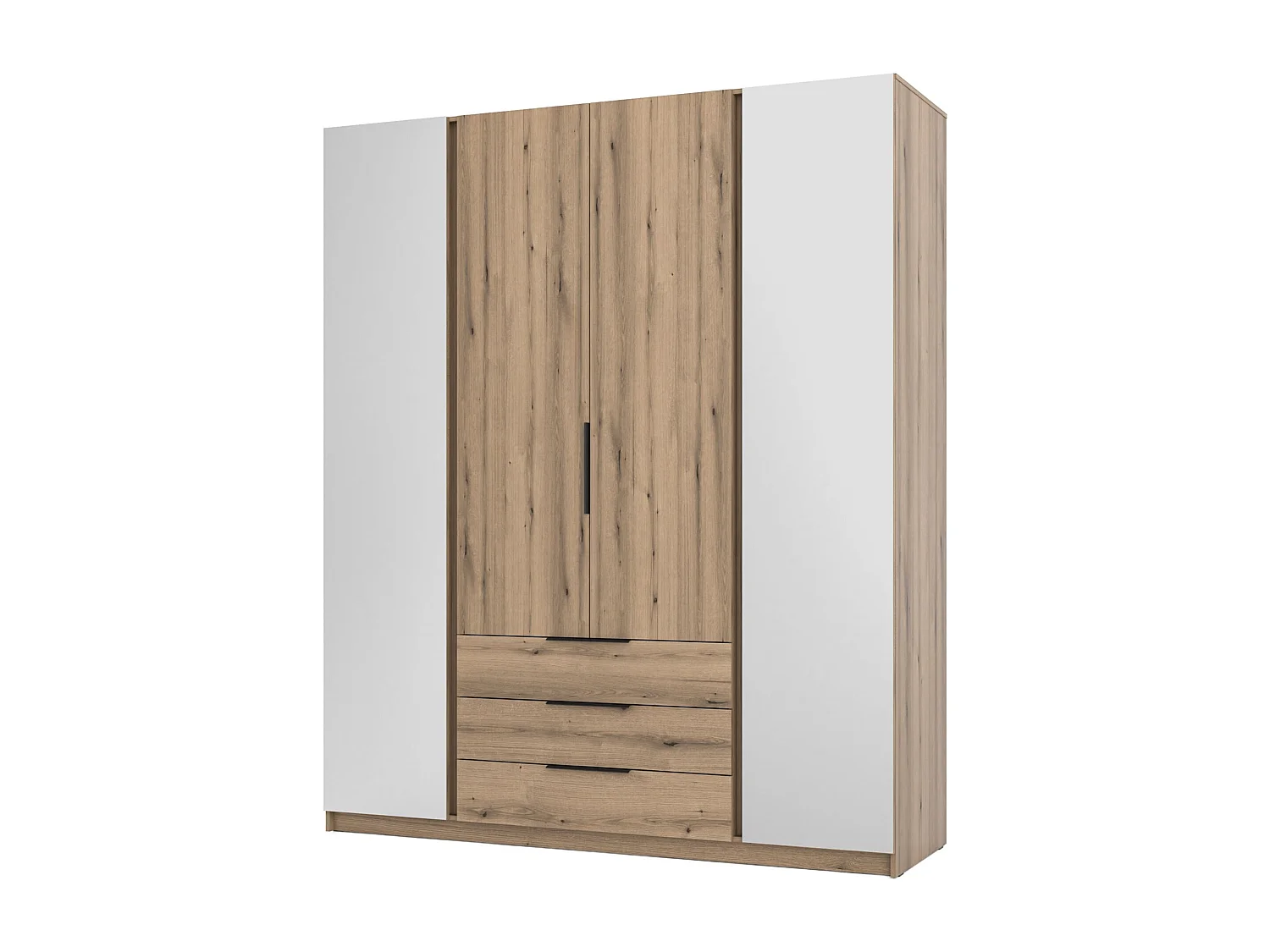 Armoire avec 2 miroirs et 3 tiroirs - 200 cm - chêne evoke - KAJA