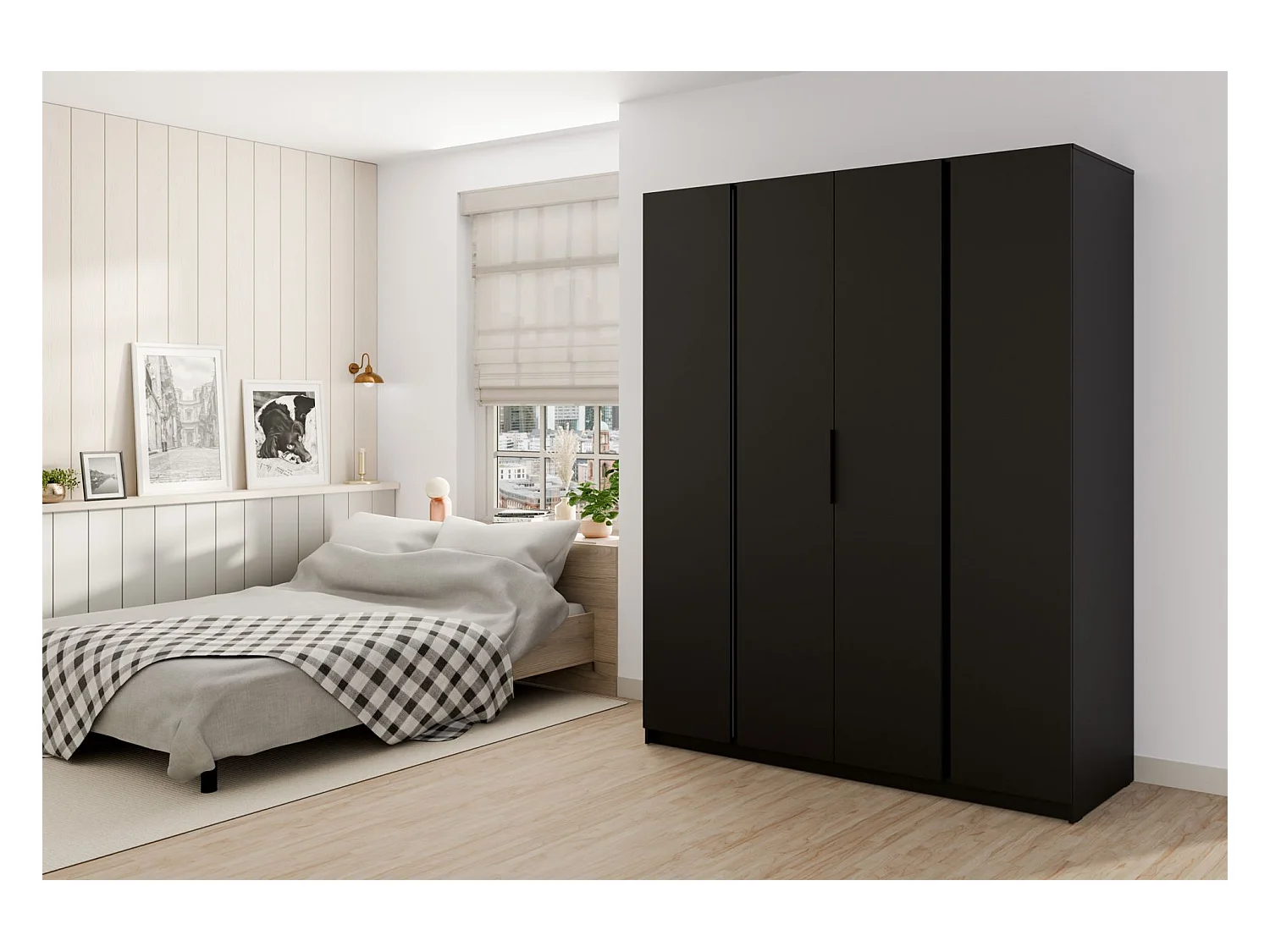 Kleiderschrank - 200 cm - schwarz - KAJA
