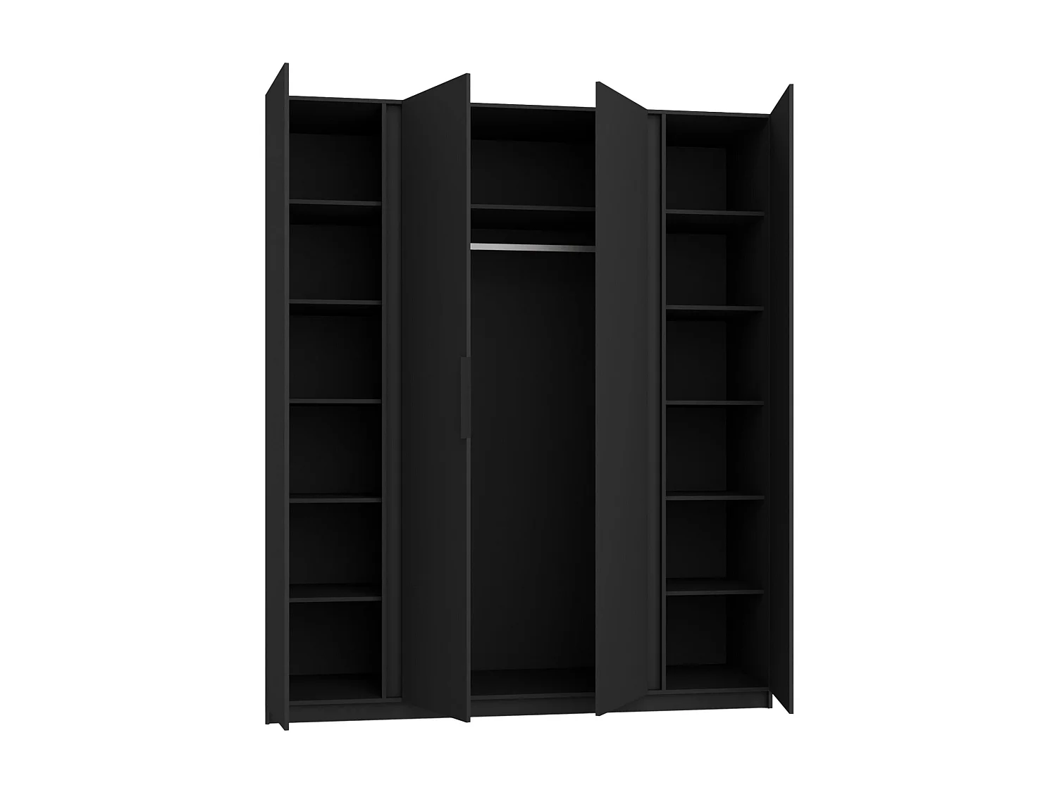 Armoire 4 portes avec lames - 200 cm - chêne evoke/ noir- KAJA