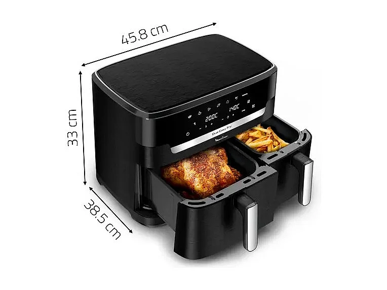 Frytownica na Gorące Powietrze 11L Moulinex Easy Fry XXL - Bez Oleju, 7 Programów, Podwójna Szuflada, Technologia Extra Crisp