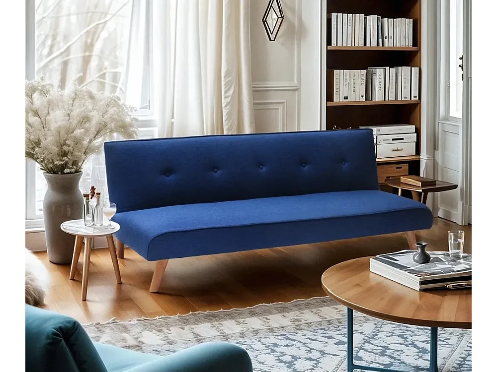 Schlafsofa 2-Sitzer aus Stoff für Wohnzimmer Design Larimar - Blau