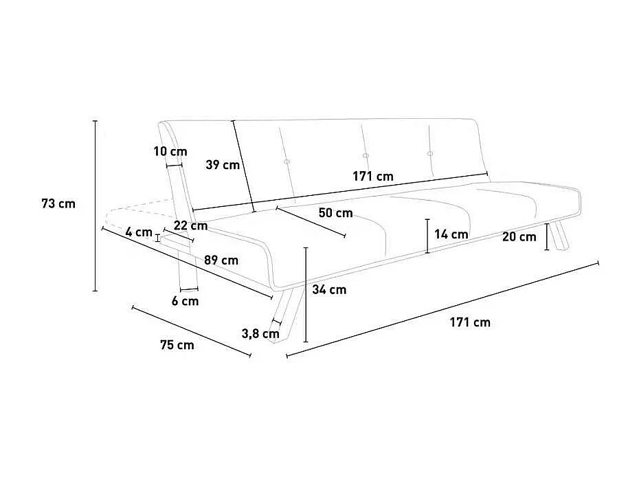 Sofá cama 2 plazas clic clac diseño abatible tejido terciopelo Probatus - Verde oscuro