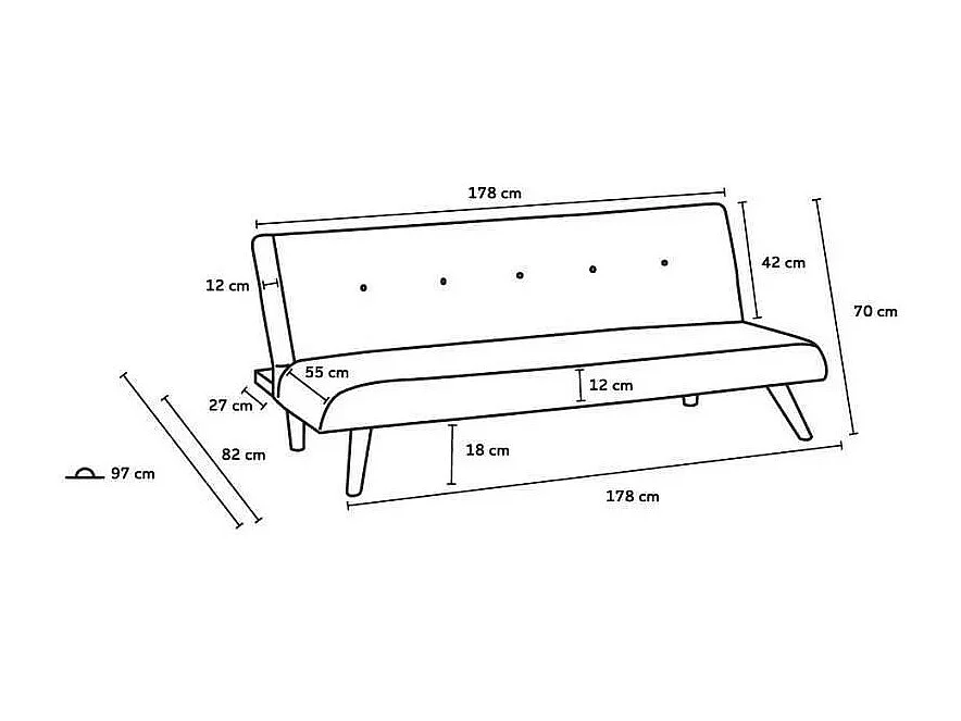 Canapé modulaire 2 places en tissu pour salon et séjour Cedro