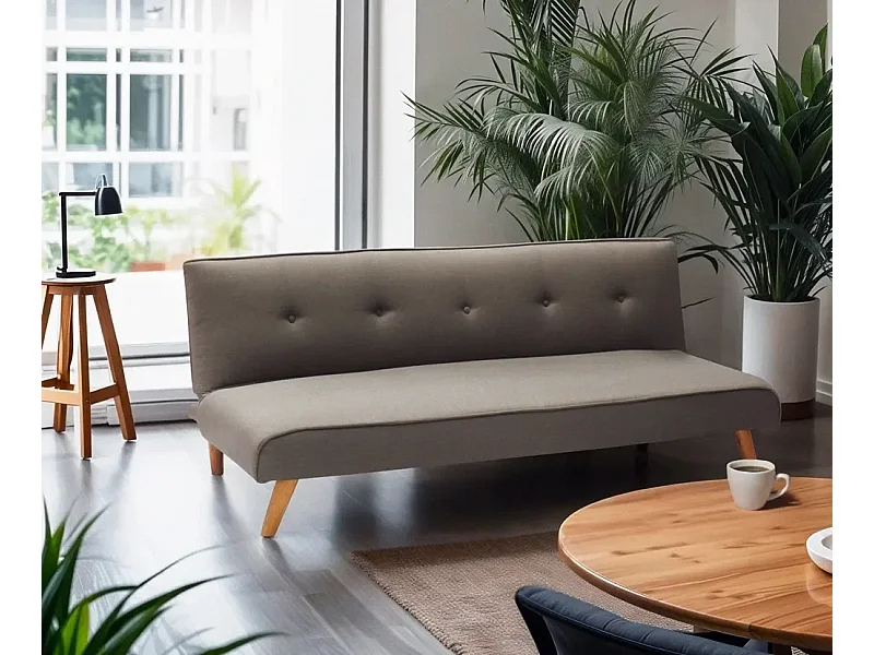 Schlafsofa 2-Sitzer aus Stoff für Wohnzimmer Design Larimar - Grau