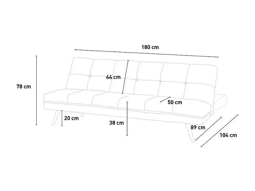 Sofá cama 2 plazas diseño moderno de terciopelo click clac patas doradas Padded - Verde oscuro