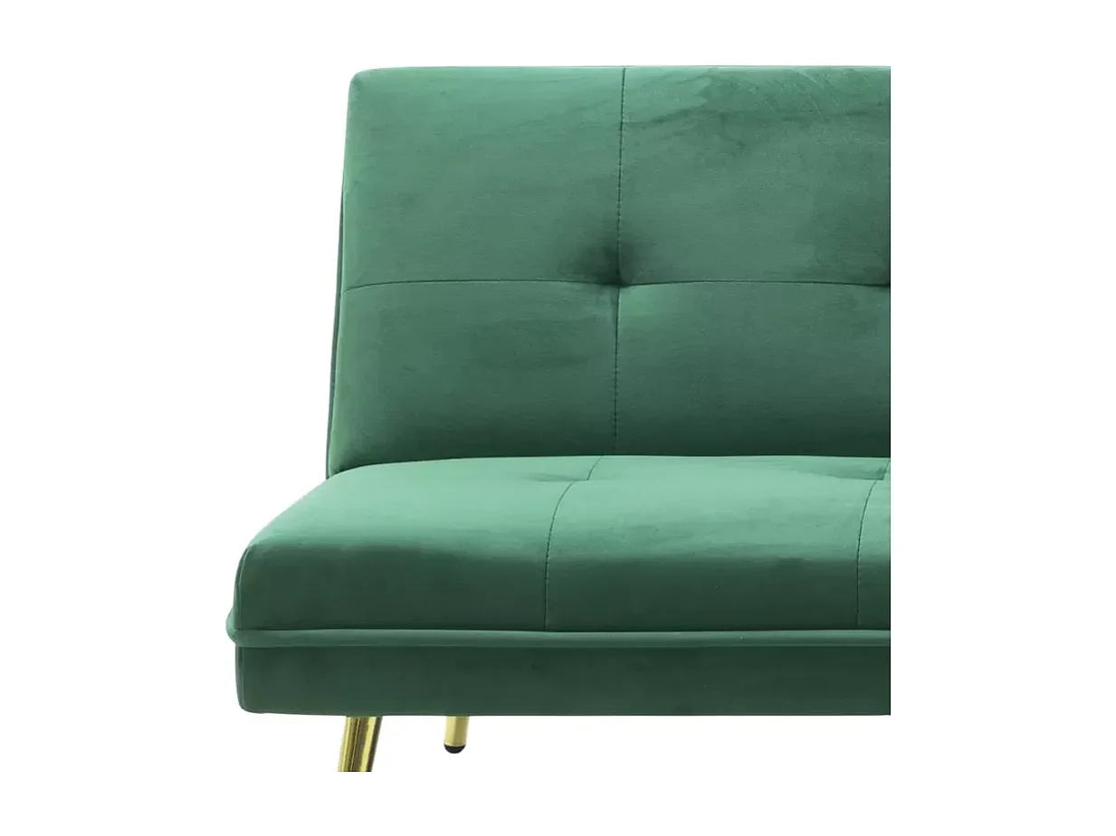 Sofá cama 2 plazas diseño moderno de terciopelo click clac patas doradas Padded - Verde oscuro