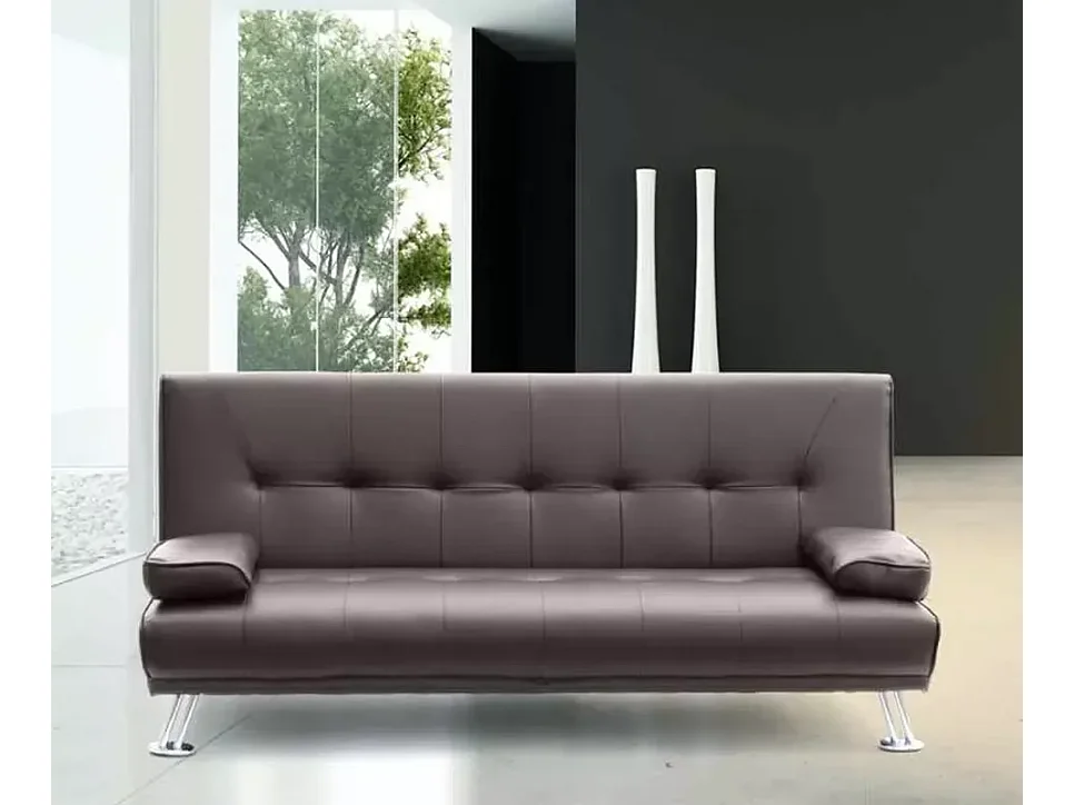 Canapé 2 places transformable en similicuir avec accoudoirs Kapok