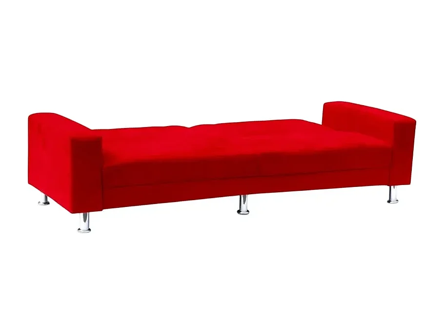 2 3-sitzige Schlafsofas mit verstellbarer Rückenlehne und Doppelkissen Quarzo Fertigbett - Rot