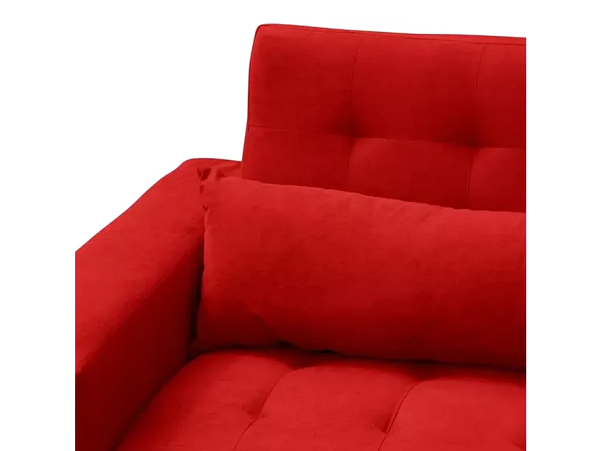 2 3-sitzige Schlafsofas mit verstellbarer Rückenlehne und Doppelkissen Quarzo Fertigbett - Rot