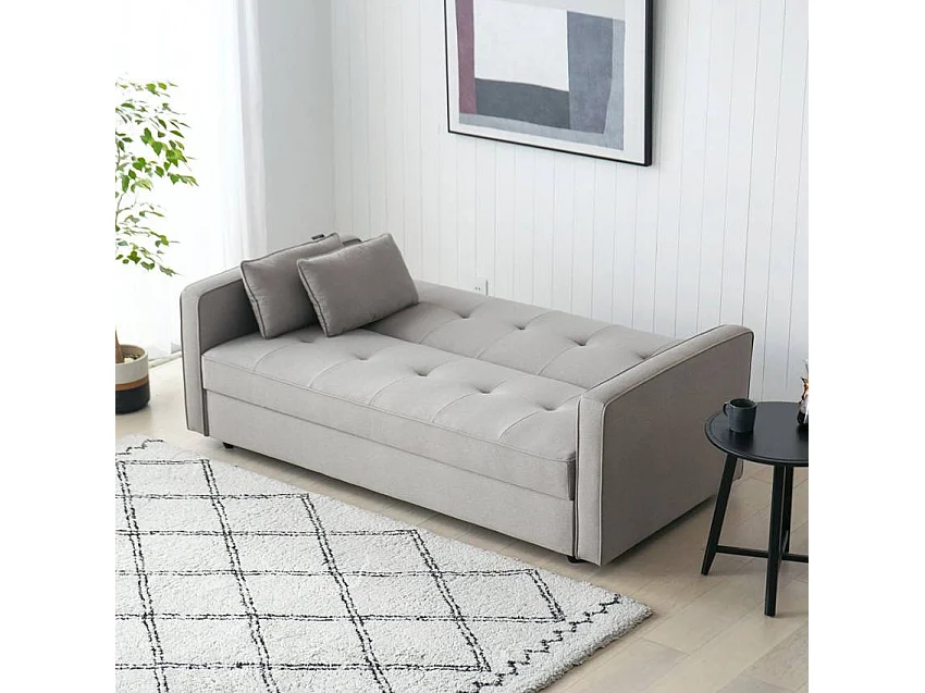 Canapé 2 places clic-clac en tissu avec coffre 185 x 90 Roverella