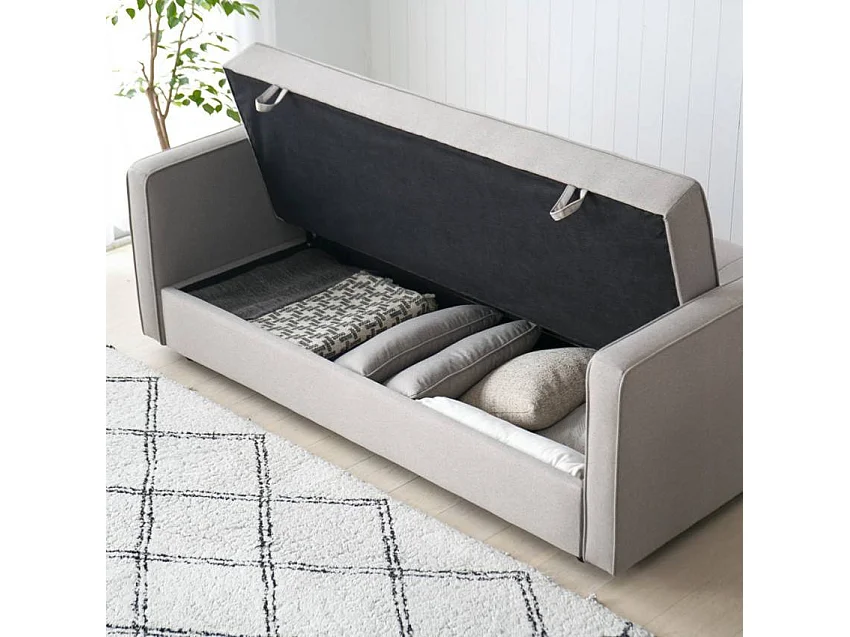 Canapé 2 places clic-clac en tissu avec coffre 185 x 90 Roverella