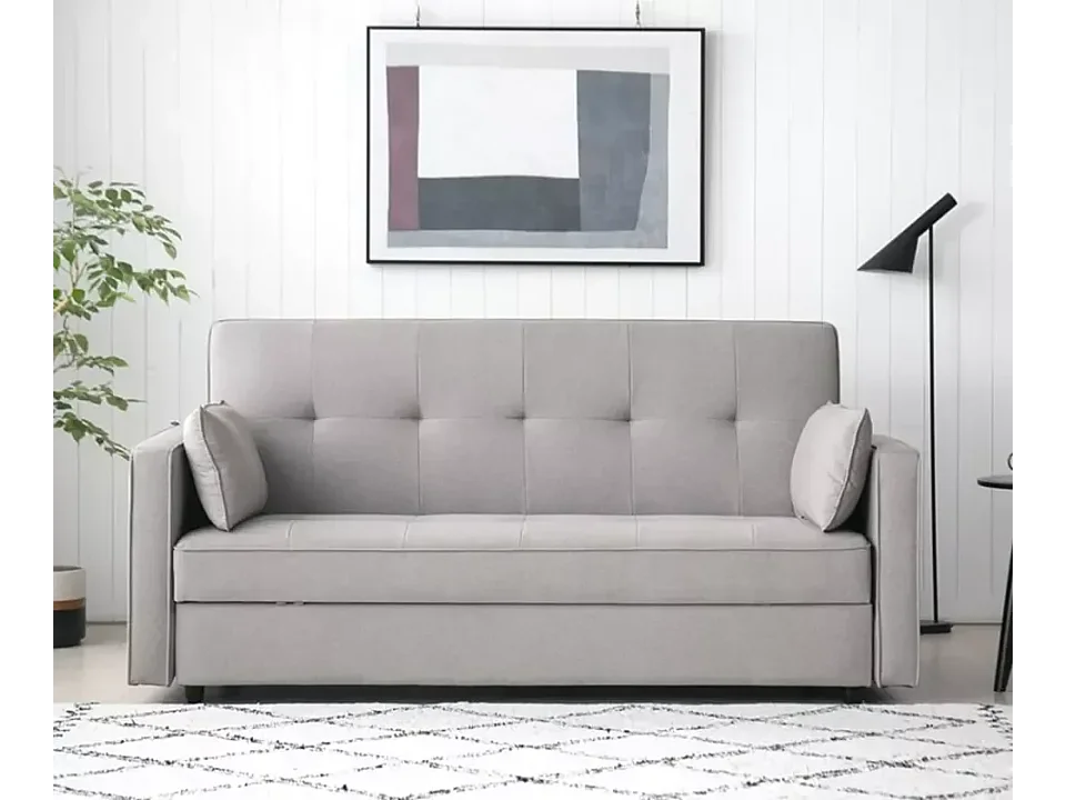 Klassisches 2-sitziges Stoffsofa mit Staukasten Zalto - Hellgrau