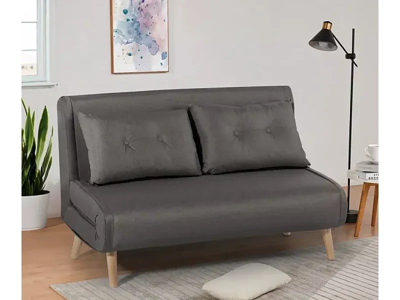 Divano letto 2 posti stile scandinavo in tessuto Noce