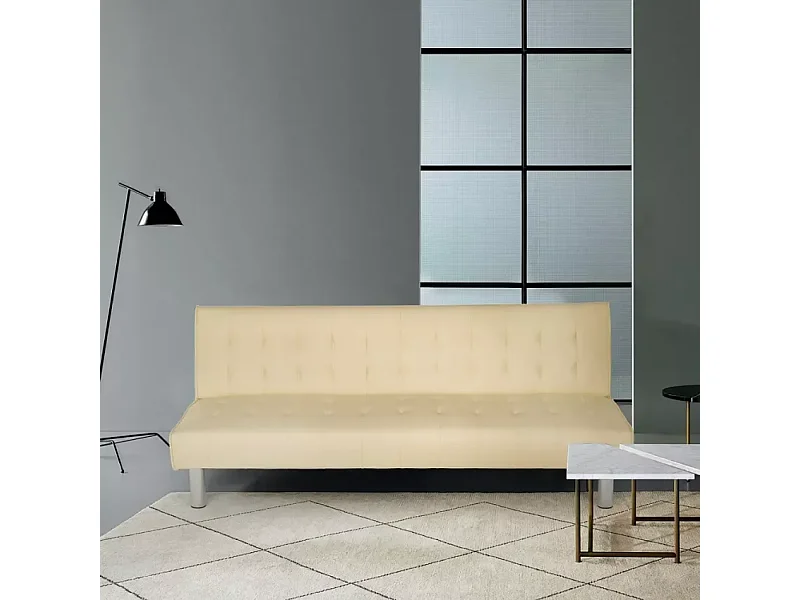 Sofá cama clic clac de 2 plazas en polipiel de diseño moderno reclinable Elly - Beige