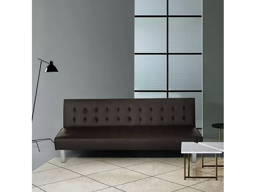 Elly modernes design leder kunstleder 2 sitzer clic clac sofa bett - Braun