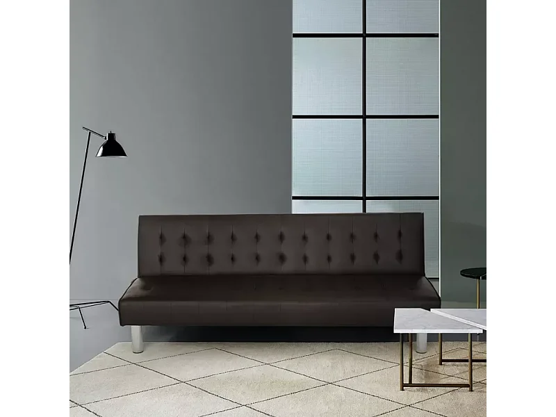 Elly modernes design leder kunstleder 2 sitzer clic clac sofa bett - Braun