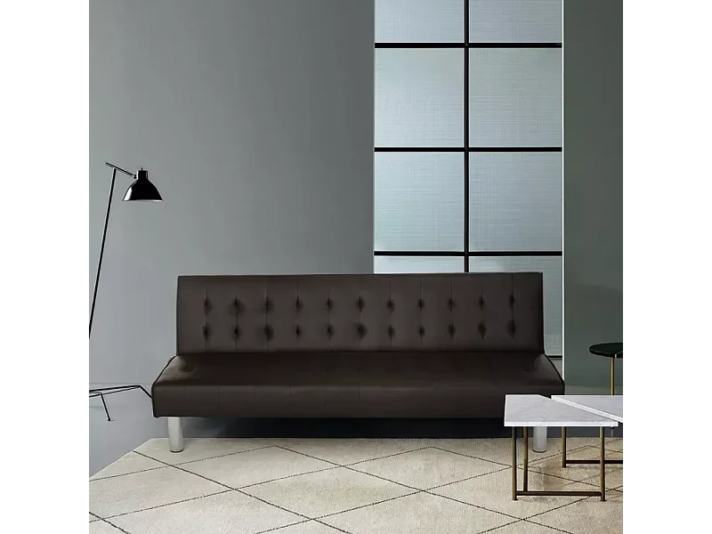 Sofá cama clic clac de 2 plazas en polipiel de diseño moderno reclinable Elly - Marrón