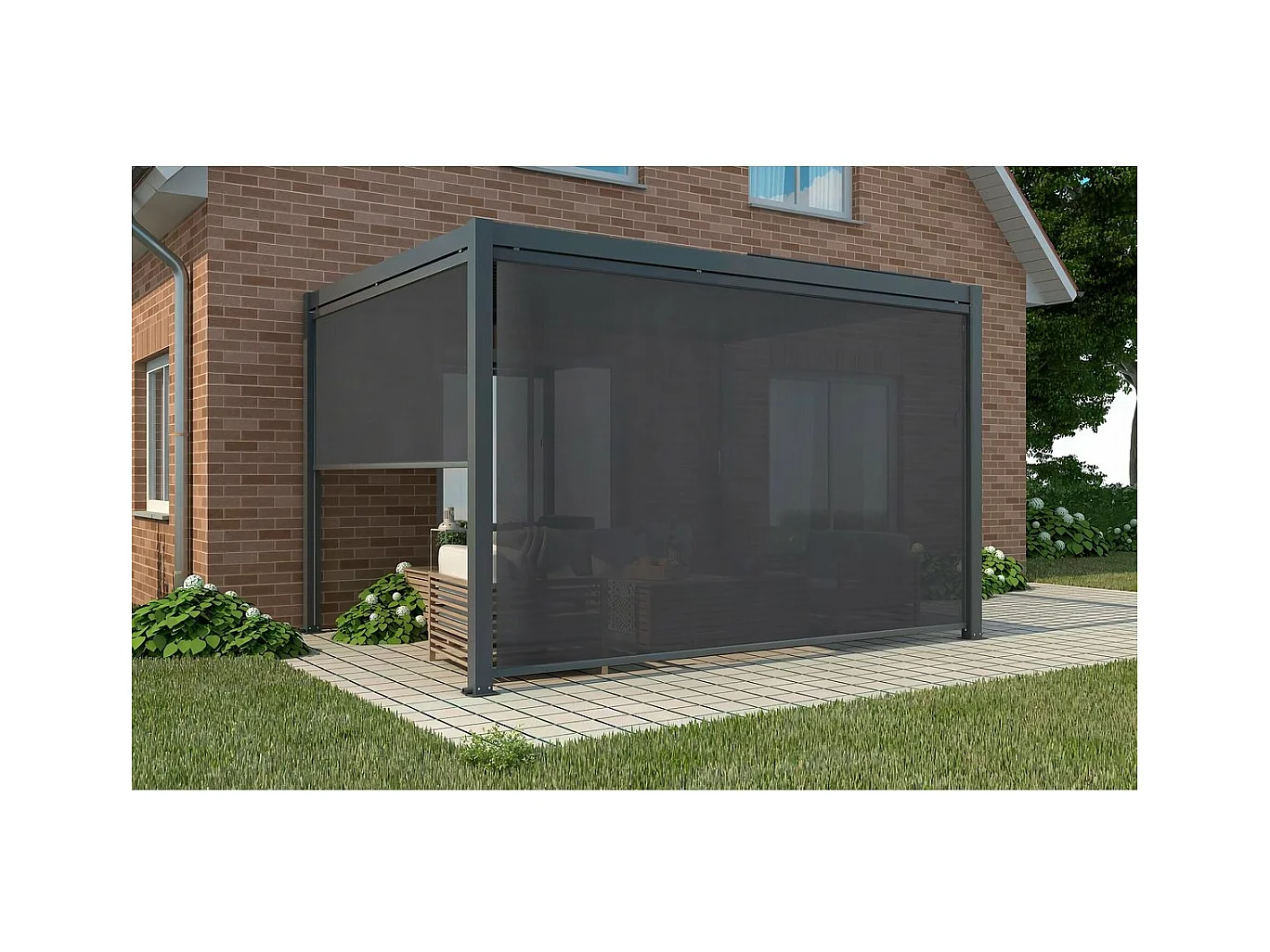 Estor enrollable para pérgola - 370 x 204 cm - Antracita