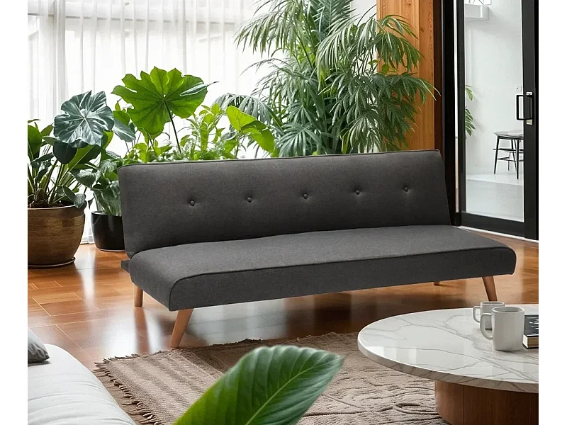 Schlafsofa 2-Sitzer aus Stoff für Wohnzimmer Design Larimar - Dunkel Grau