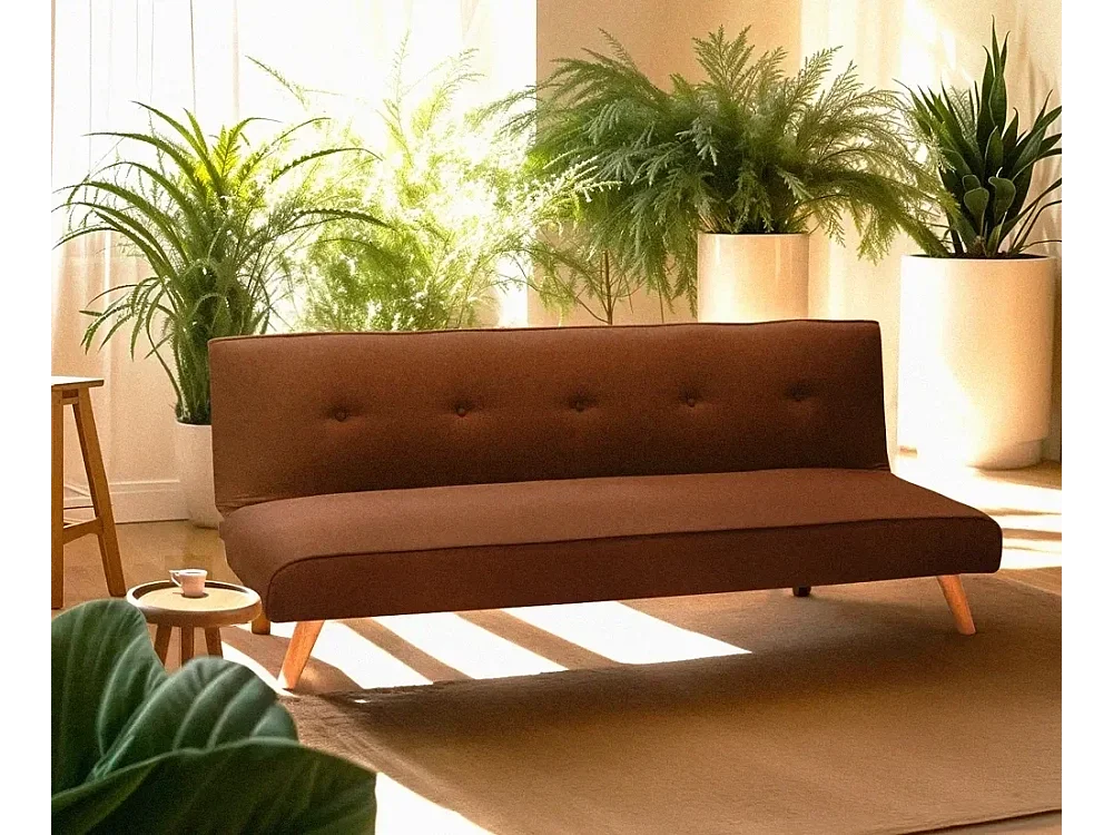 Schlafsofa 2-Sitzer aus Stoff für Wohnzimmer Design Larimar - Braun